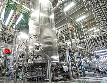 Production tanks in dairy factory