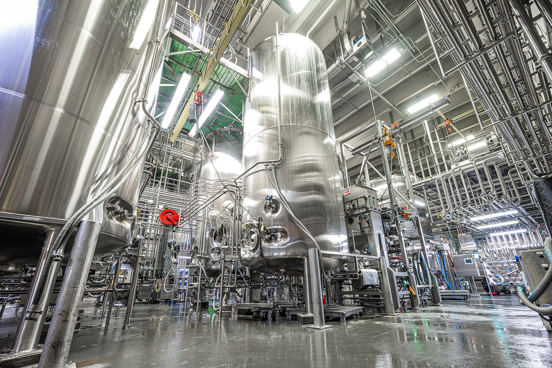 Production tanks in dairy factory