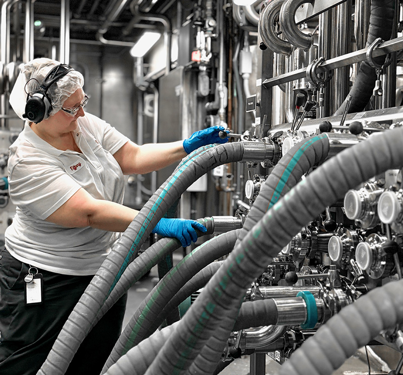 A Female worker, working on the production lines.